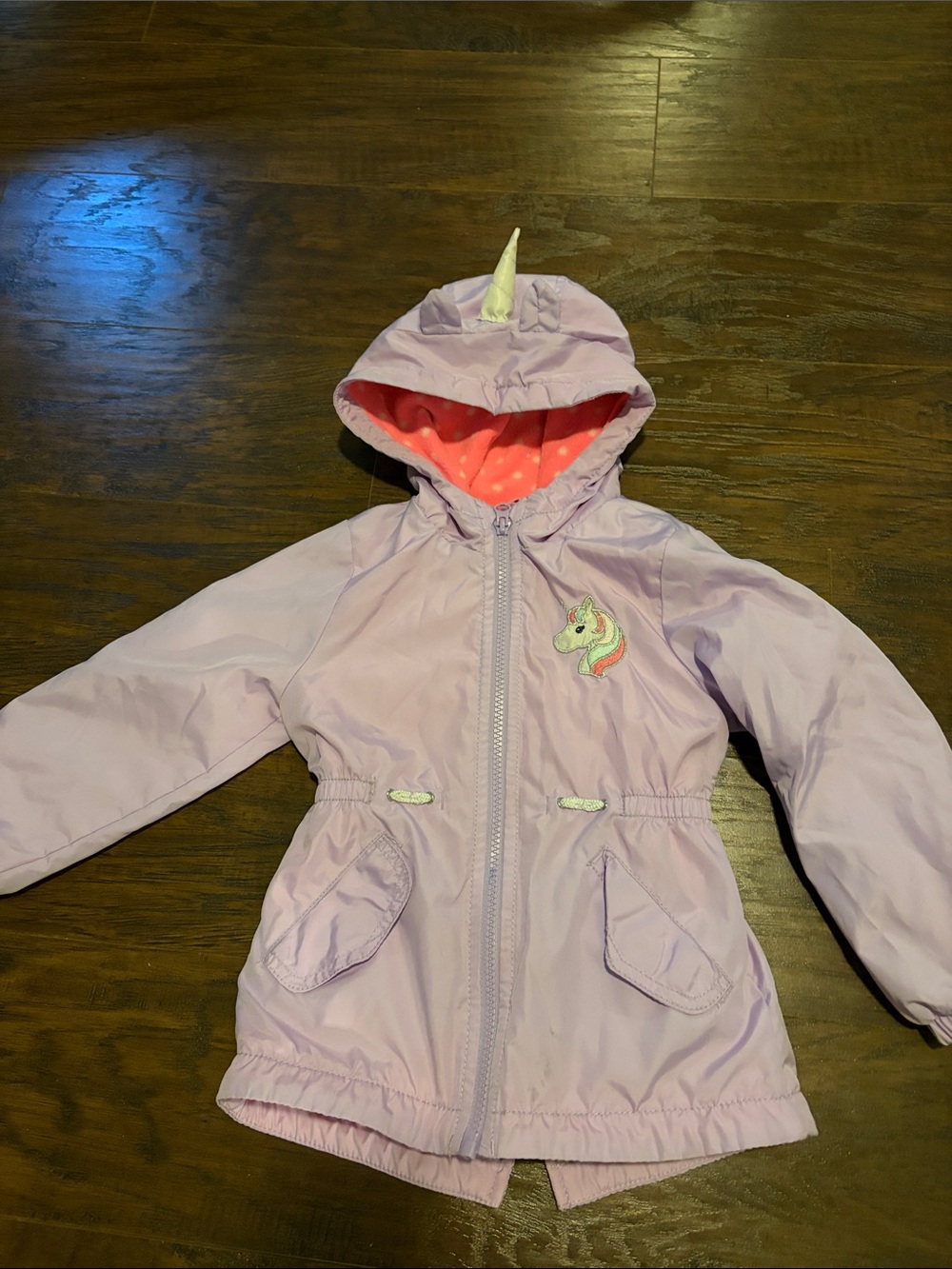 Carter's Lilac Unicorn Hooded Raincoat with Coral Lining
